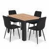 Essgruppe: Tisch NP 120x80 Craft / Schwarz + 4 Stühle LIBRA Schwarzer Samt / Schwarze Beine (100408835)