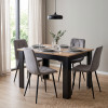 Essgruppe: Tisch NP 120x80 Craft / Schwarz + 4 Stühle LIBRA Dunkelgrauer Samt / Schwarze Beine (100408331)