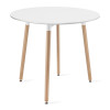Essgruppe: Runder Tisch KAMI 80 cm Weiß / Beine in Holzfarbe + 4 Stühle MARK Grau (100831317)