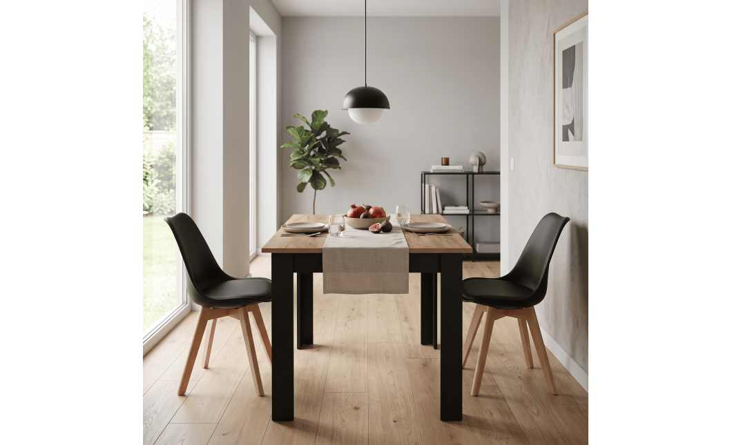 Essgruppe: Tisch NP 120x80 Craft / Schwarz + 2 Stühle MARK Schwarz (100408192)