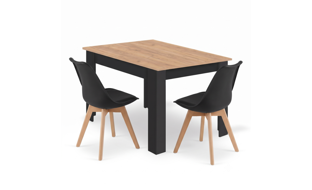 Essgruppe: Tisch NP 120x80 Craft / Schwarz + 2 Stühle MARK Schwarz (100408192)