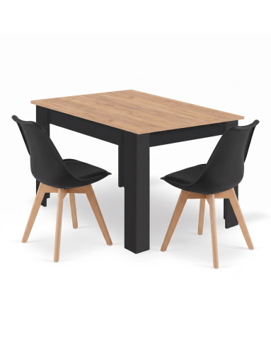 Essgruppe: Tisch NP 120x80 Craft / Schwarz + 2 Stühle MARK Schwarz (100408192)