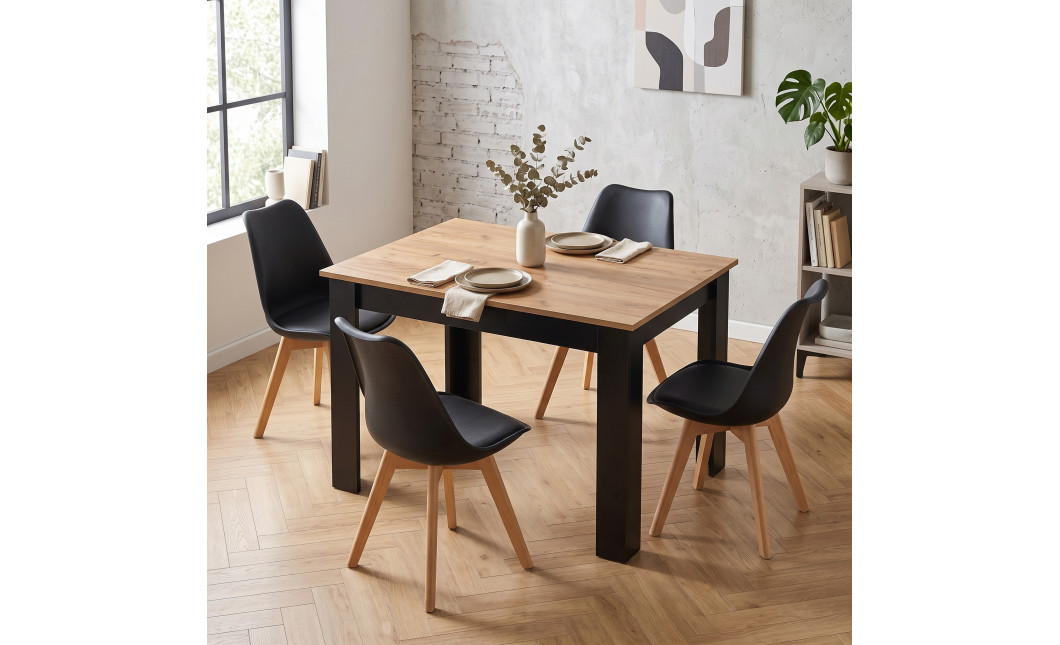 Essgruppe: Tisch NP 120x80 Craft / Schwarz + 4 Stühle MARK Schwarz (100408194)