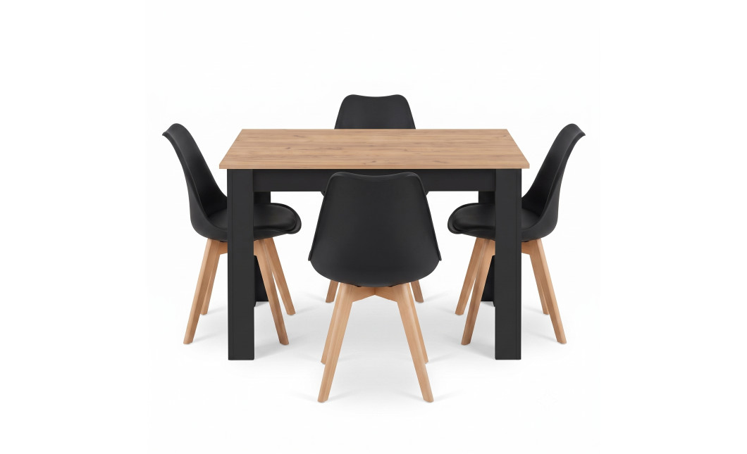 Essgruppe: Tisch NP 120x80 Craft / Schwarz + 4 Stühle MARK Schwarz (100408194)