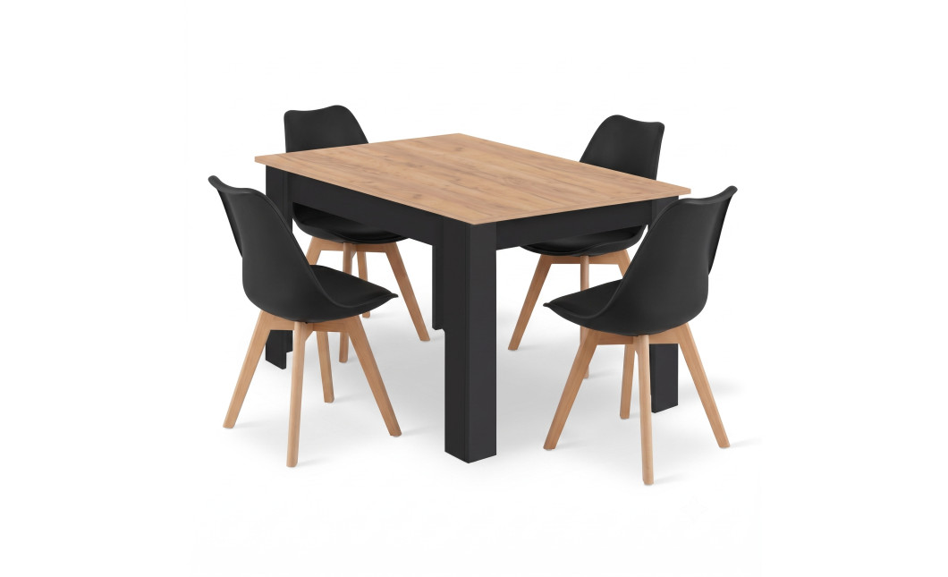 Essgruppe: Tisch NP 120x80 Craft / Schwarz + 4 Stühle MARK Schwarz (100408194)