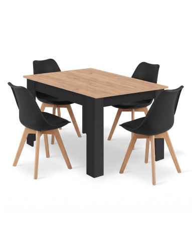 Essgruppe: Tisch NP 120x80 Craft / Schwarz + 4 Stühle MARK Schwarz (100408194)