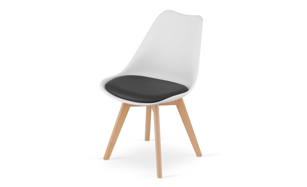 Essgruppe: Tisch NP 120x80 Craft / Schwarz + 4 Stühle MARK Schwarz-Weiß / Naturbeine (100408844)