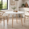 Runder Tisch KAMI 80 cm – Weiß / Beine in Holzfarbe (10038311)