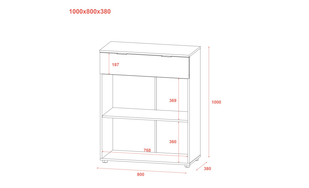 Kommode Doros Ron 2 Weiß 2 Türen 1 Schublade 80x38x100 (41516003)