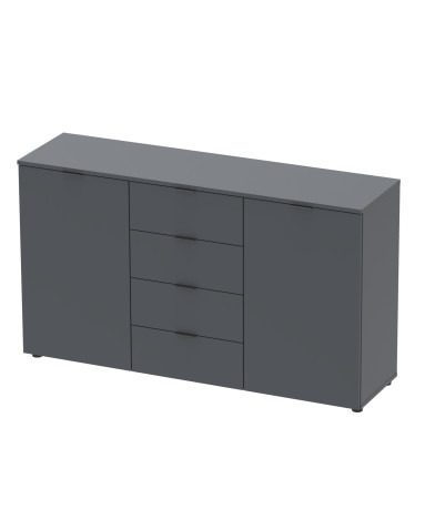 Kommode Doros Ron 5 Graphitgrau 2 Türen 4 Schubladen 140x38x81 (44900235)