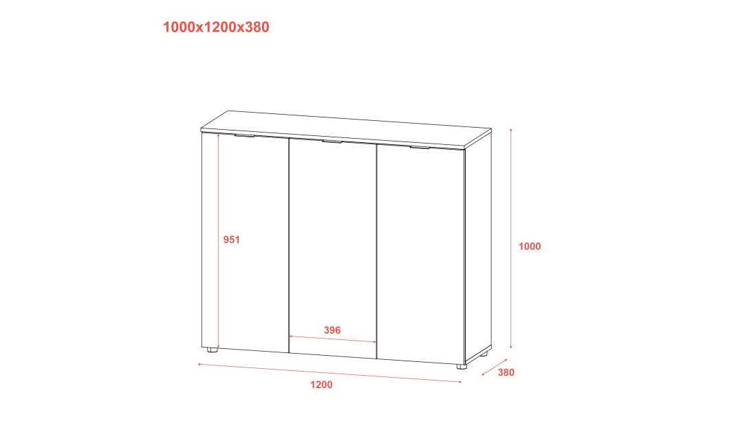 Kommode Doros Ron 6 Weiß 3 Türen 120x38x100 (41515999)