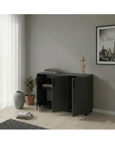 Kommode Doros Thorn Anthrazit 3 Türen 135x51,6x80 (41510173)