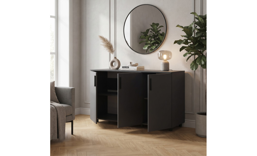 Kommode Doros Thorn Anthrazit 3 Türen 135x51,6x80 (41510173)