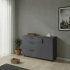 Kommode Doros Thorn Anthrazit 3 Schubladen 1 Tür 135x51,6x80 (41510185)