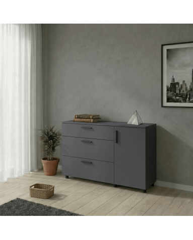 Kommode Doros Thorn Anthrazit 3 Schubladen 1 Tür 135x51,6x80 (41510185)