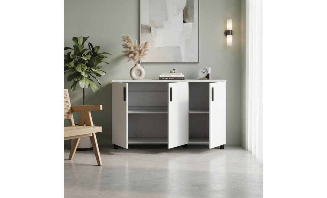 Kommode Doros Thorn Weiß 3 Türen 135x51,6x80 (41510169)
