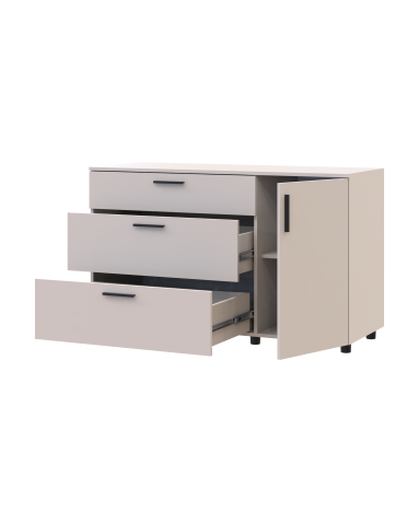 Kommode Doros Thorn Kaschmir 3 Schubladen 1 Tür 135x51,6x80 (41510187)