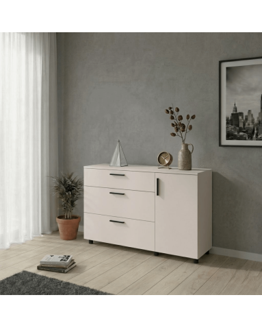 Kommode Doros Thorn Kaschmir 3 Schubladen 1 Tür 135x51,6x80 (41510187)
