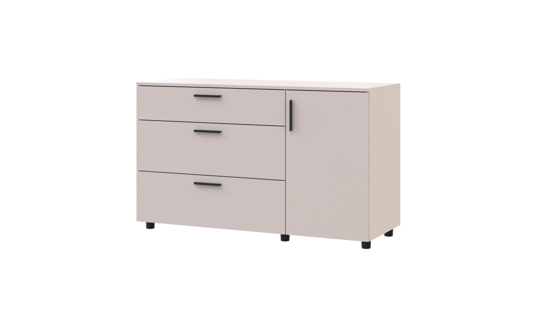 Kommode Doros Thorn Kaschmir 3 Schubladen 1 Tür 135x51,6x80 (41510187)