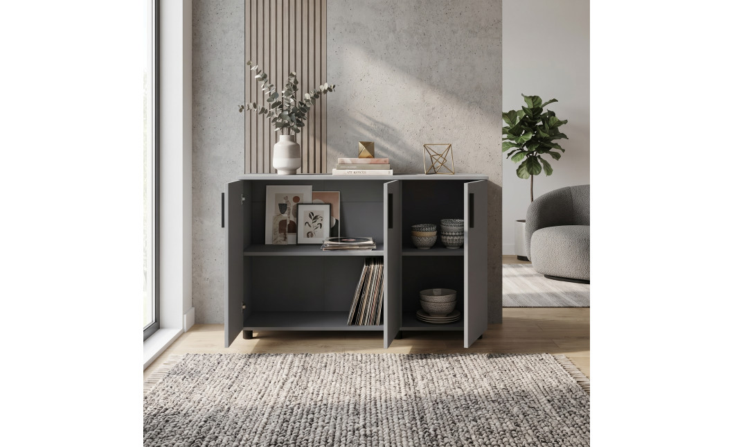 Kommode Doros Thorn Grau 3 Türen 135x51,6x80 (41510171)