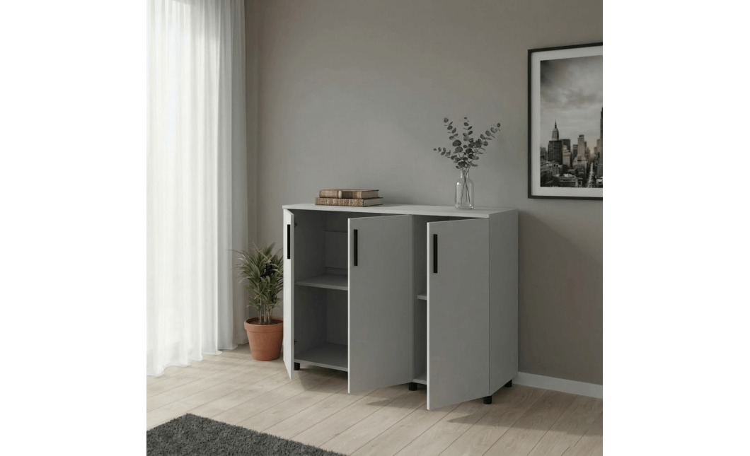 Kommode Doros Thorn Grau 3 Türen 135x51,6x80 (41510171)