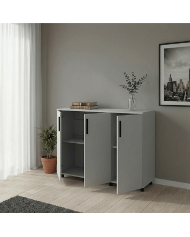 Kommode Doros Thorn Grau 3 Türen 135x51,6x80 (41510171)