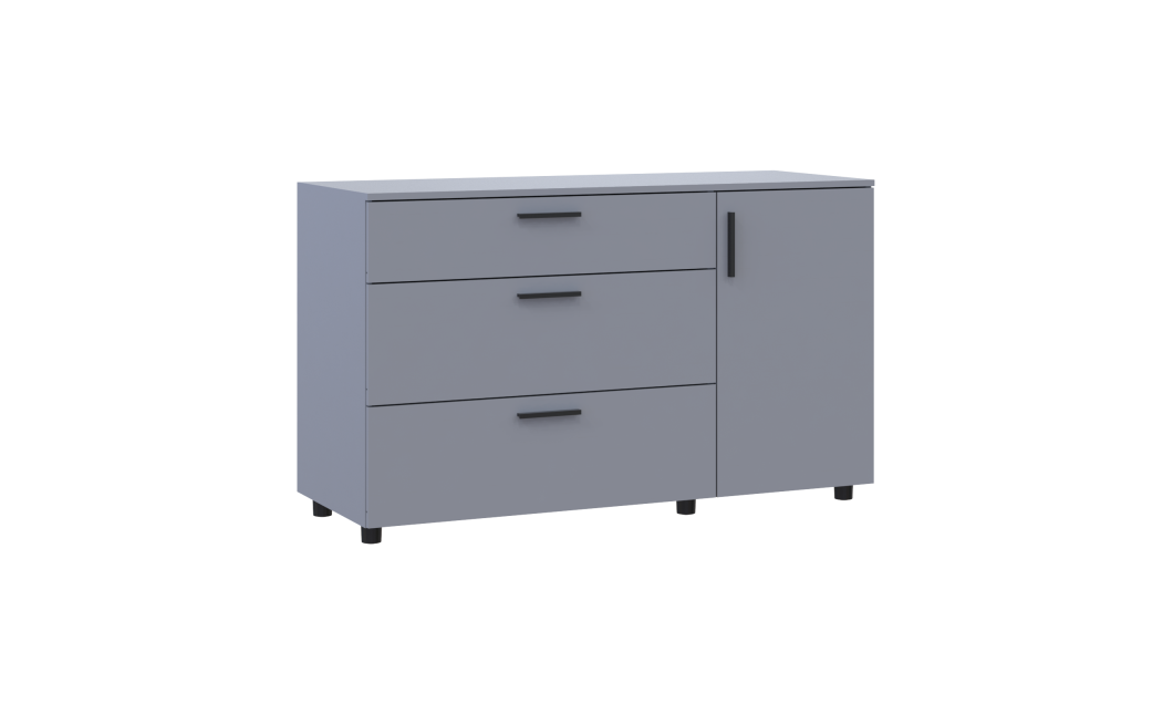 Kommode Doros Thorn Grau 3 Schubladen 1 Tür 135x51,6x80 (41510183)