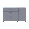 Kommode Doros Thorn Grau 3 Schubladen 1 Tür 135x51,6x80 (41510183)