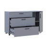 Kommode Doros Thorn Grau 3 Schubladen 1 Tür 135x51,6x80 (41510183)