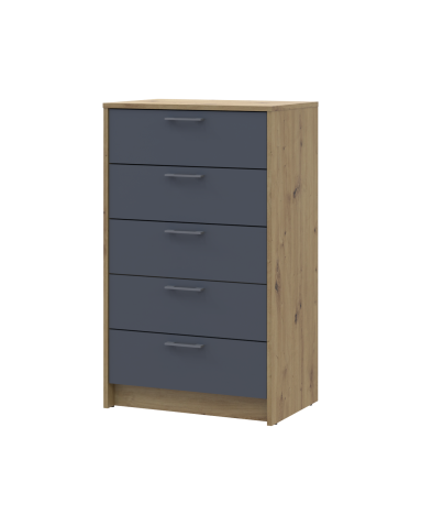 Kommode Doros Rondi Artisan Eiche / Graphitgrau 5 Schubladen 60x40x100 (41516188)
