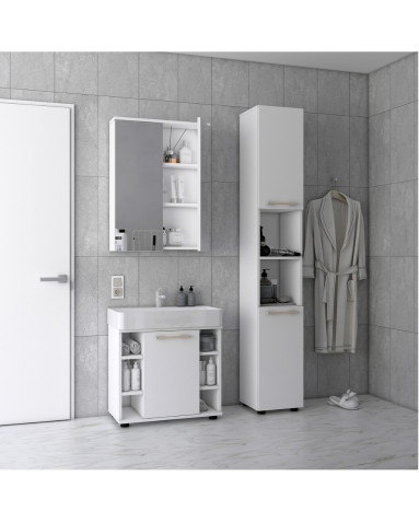 Badezimmerschrank-Set Doros Mira Weiß 84x33x183,5 (41510133)