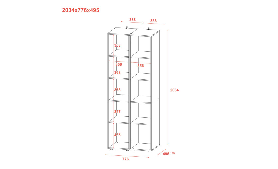 Kleiderschrank Set Doros Gelar Weiß mit 2 Spiegeln 78x49,5x203,4 (42002163)