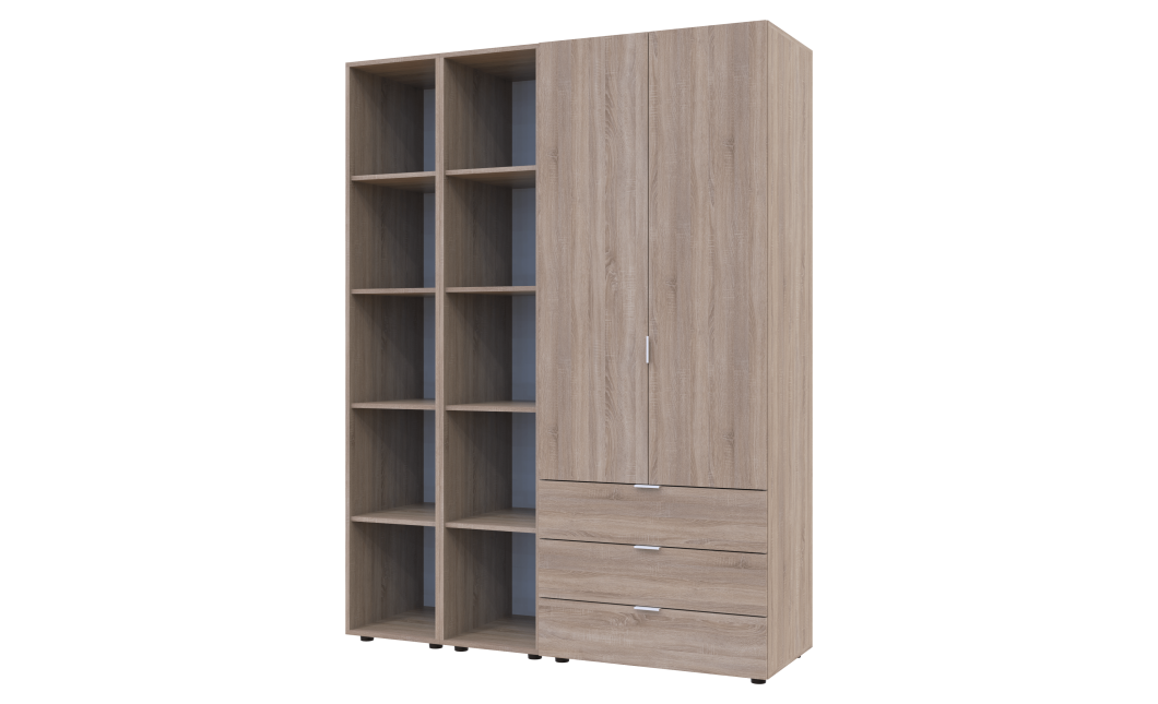 Kleiderschrank Doros Gelar Sonoma Eiche 2 Türen mit 2 offenen Regalböden 153,9x49,5x203,4 (42005045)