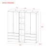 Kleiderschrank Doros Gelar Graphitgrau 2+2 Türen mit offenem Regal 193,2x49,5x203,4 (42005056)