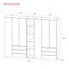 Kleiderschrank Doros Gelar Graphitgrau 3+3 Türen mit offenem Regal 270,6x49,5x203,4 (42005061)