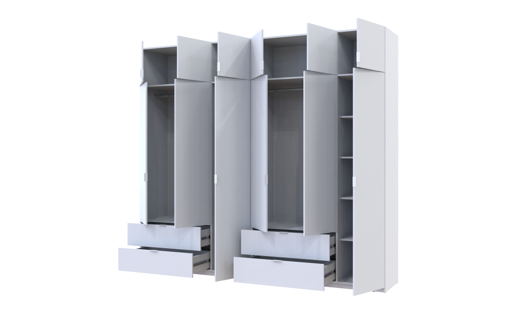 Kleiderschrank Doros Lukas Weiß 3+3 Türen 270x50x240 (42005114)