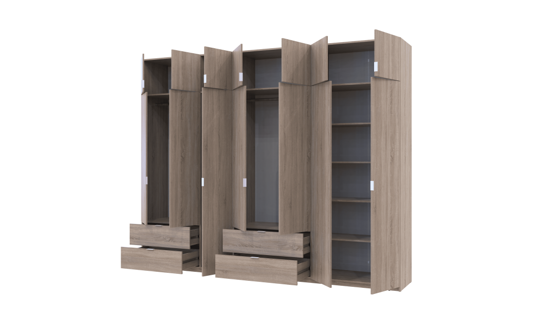 Kleiderschrank Doros Lukas Sonoma Eiche 3+4 Türen 300x50x240 (42005131)