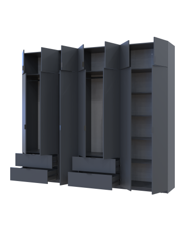 Kleiderschrank Doros Lukas Graphitgrau 3+4 Türen 280x50x240 (42005121)