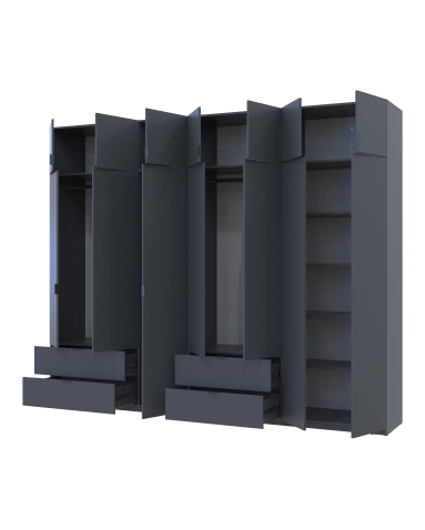 Kleiderschrank Doros Lukas Graphitgrau 3+4 Türen 295x50x240 (42005125)