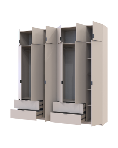 Kleiderschrank-Set Doros Lukas Kaschmir 3+3 Türen 240x50x240 (42005108)