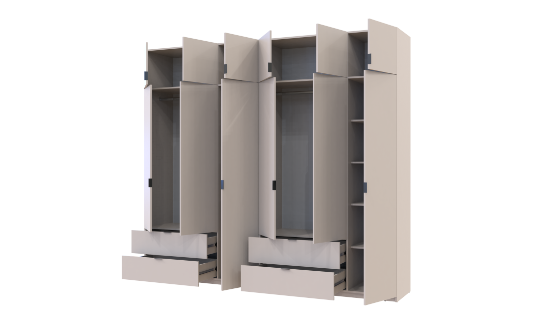 Kleiderschrank-Set Doros Lukas Kaschmir 3+3 Türen 270x50x240 (42005116)