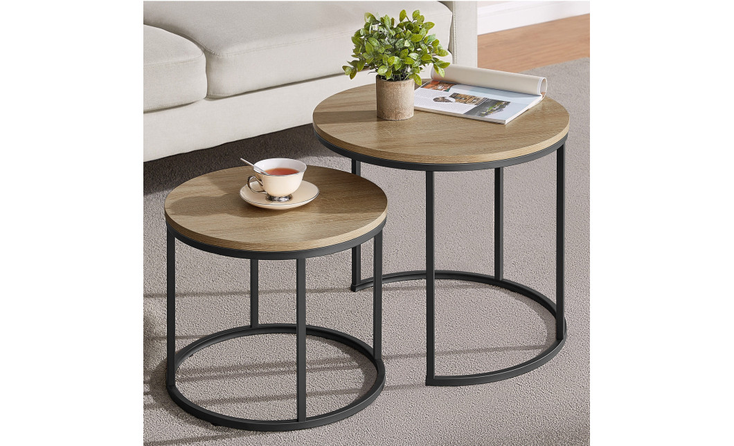Couchtisch 2er-Set rund Sonoma Eiche/Schwarz (10028191)