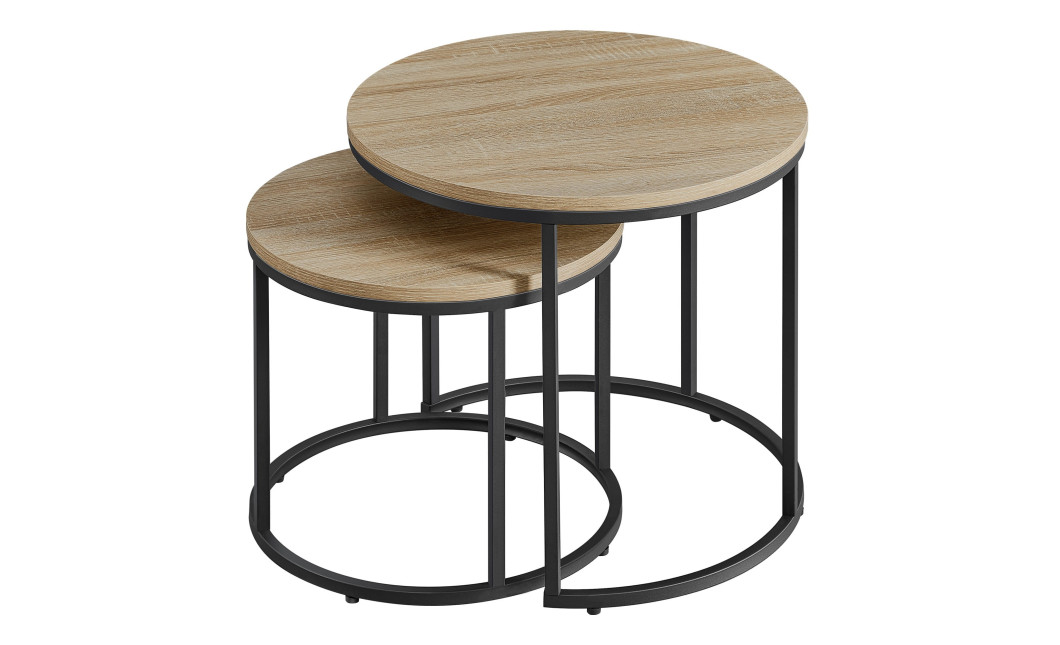 Couchtisch 2er-Set rund Sonoma Eiche/Schwarz (10028191)