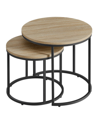 Couchtisch 2er-Set rund Sonoma Eiche/Schwarz (10028191)