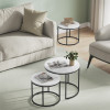 Couchtisch 2er-Set rund Marmoroptik/Schwarz (10028031)