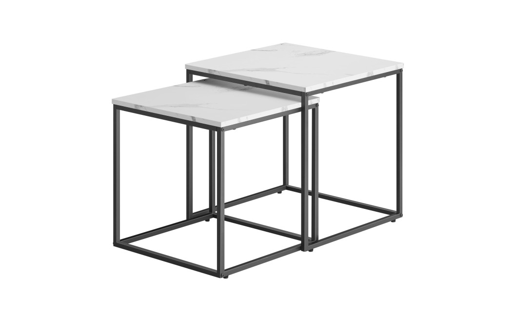 Couchtisch 2er-Set quadratisch Marmoroptik/Schwarz (10028061)