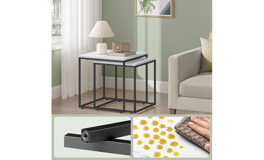 Couchtisch 2er-Set quadratisch Marmoroptik/Schwarz (10028061)