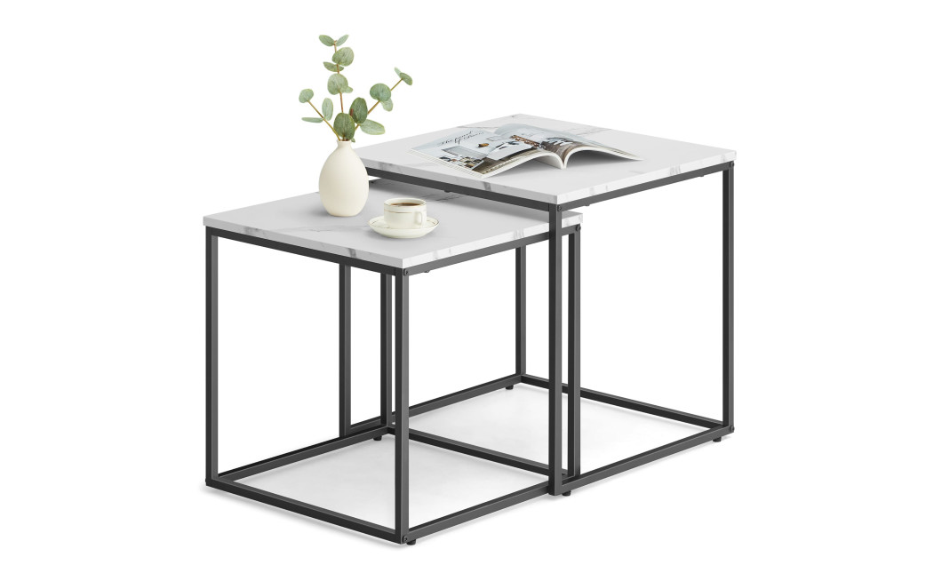 Couchtisch 2er-Set quadratisch Marmoroptik/Schwarz (10028061)