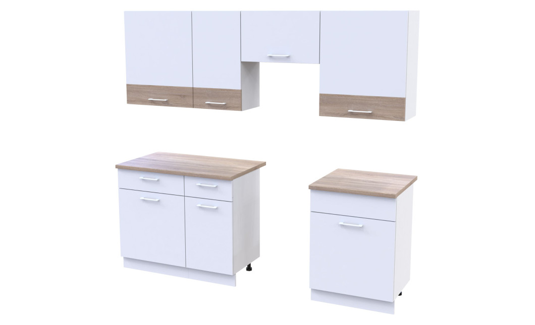 Leia Küche Doros Weiß Einsatz aus weißer Eiche Sonoma Eiche 220x60x250 (81359337)
