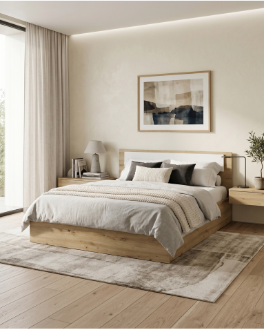Bett Doros Rondi Doppelbett Eiche Artisan/Kaschmir 160x200 (44900531)